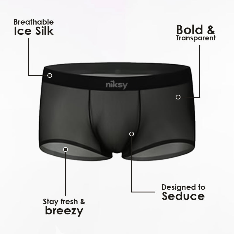 Men's Ultra-Thin Ice Silk Transparent Boxer Briefs