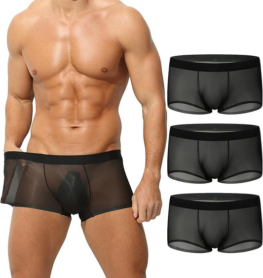 Men's Ultra-Thin Ice Silk Transparent Boxer Briefs