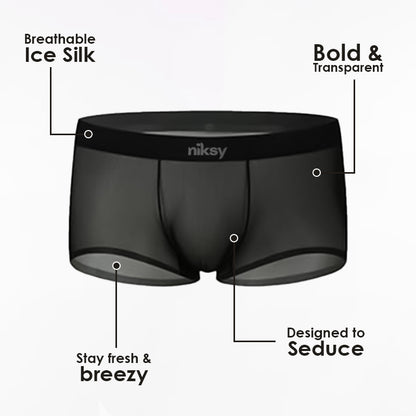 Men's Ultra-Thin Ice Silk Transparent Boxer Briefs