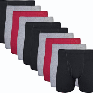 Men’s Cotton Boxer Briefs with Covered Waistband – 6 Pack